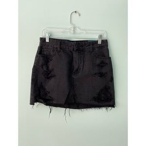 Black denim mini skirt